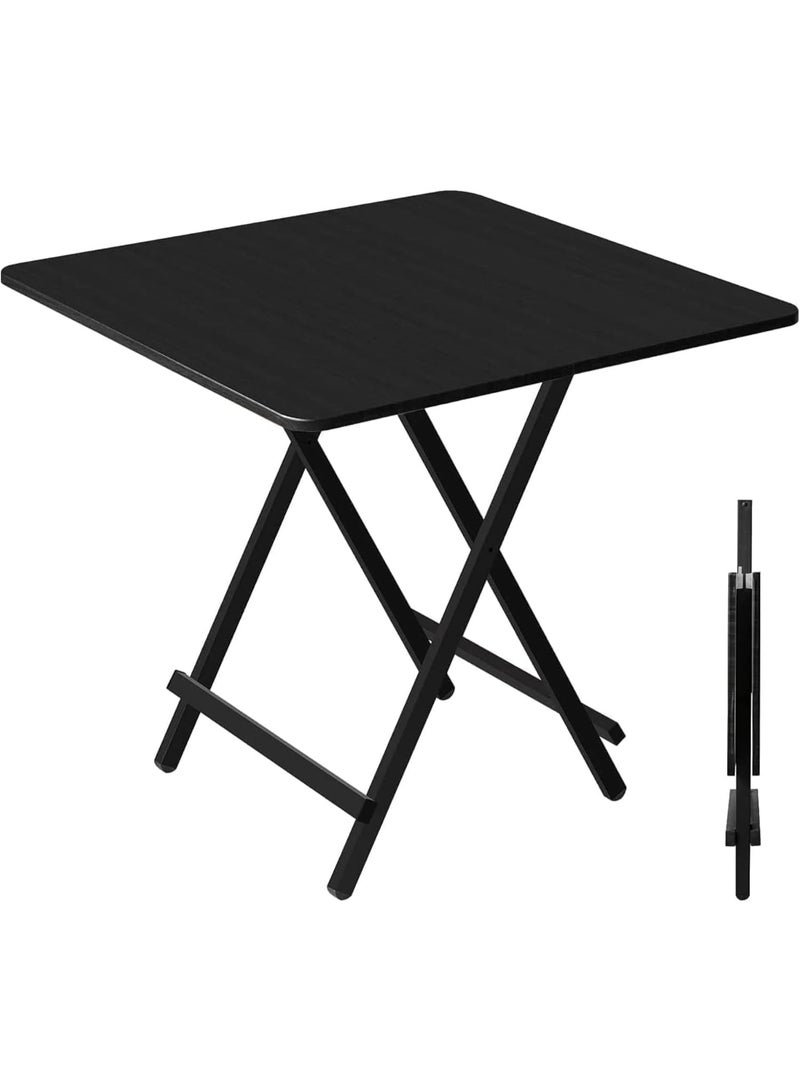 ديكور هيلز طاولة طعام قابلة للطي من ديكورهيلز، طاولة مدمجة 60 × 60 × 55 سم، طاولة كمبيوتر، منتج نهائي، منضدة عمل، طاولة طعام، طاولة معيشة سوداء - Image 1